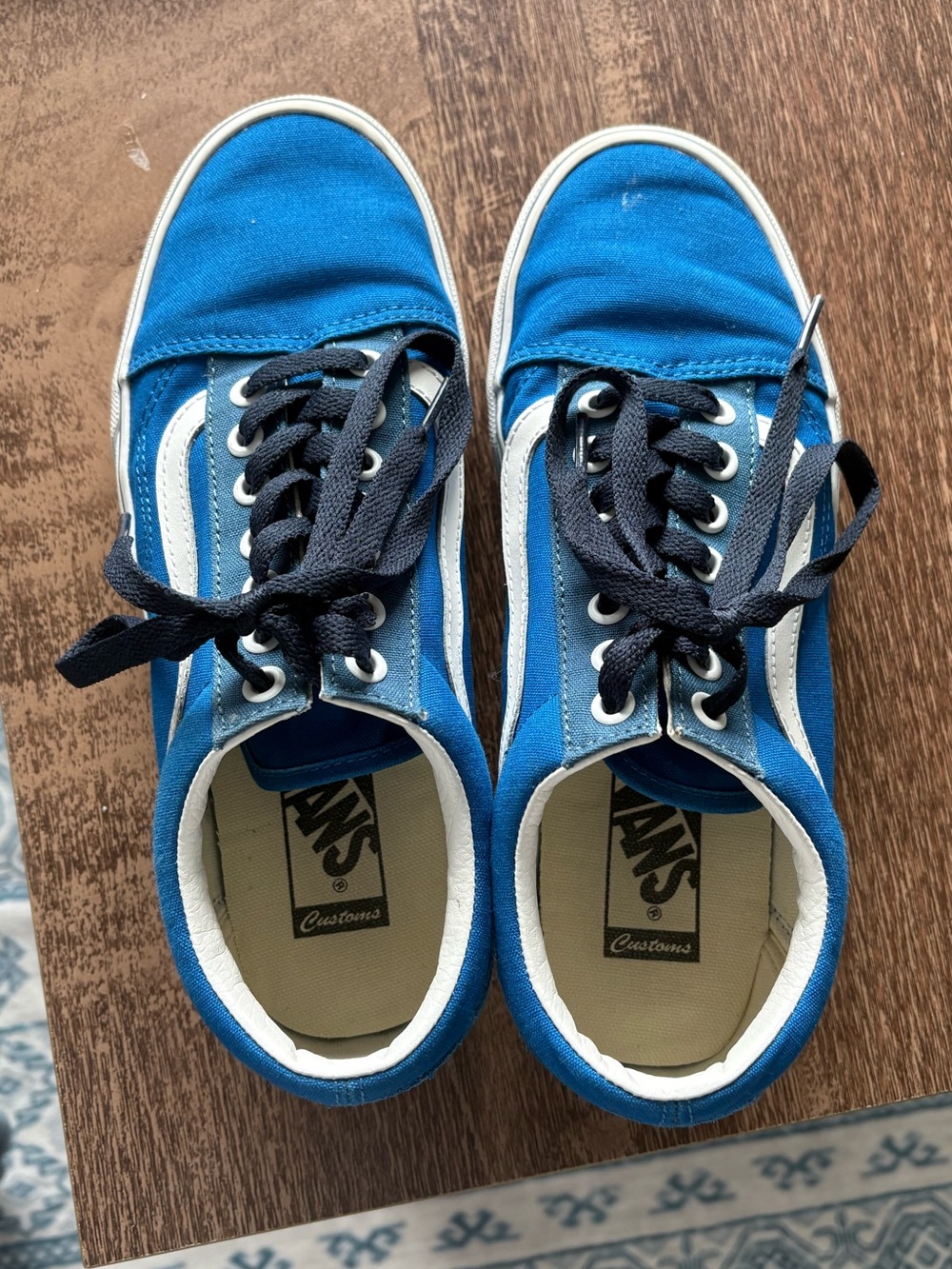 Vans Royal Blue Canvas Low-Top Sneakers with White Stripe